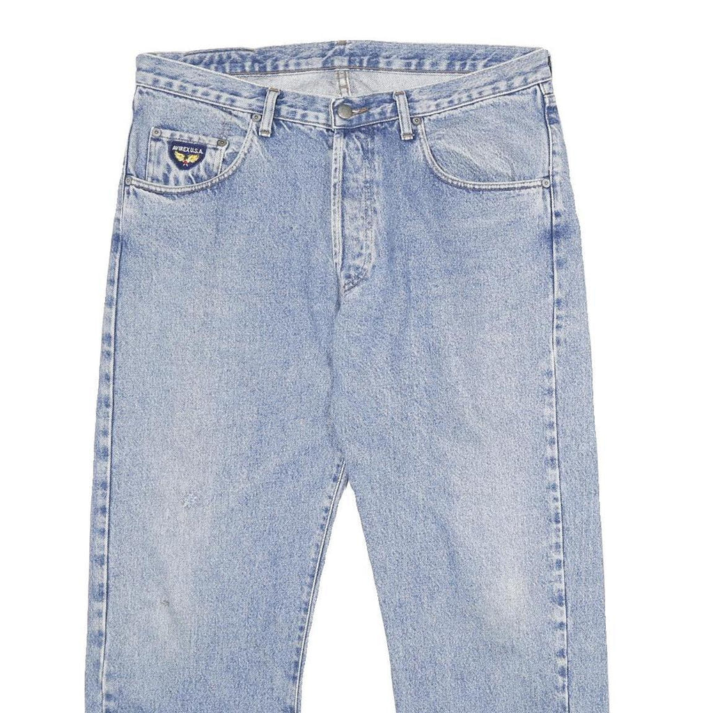 AVIREX Mens Jeans Blue Relaxed Straight Denim Light W36 L30 Classic Casual