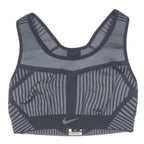 NIKE Womens Black Sports Crop Top Sleeveless Round Neck Striped S Activewear