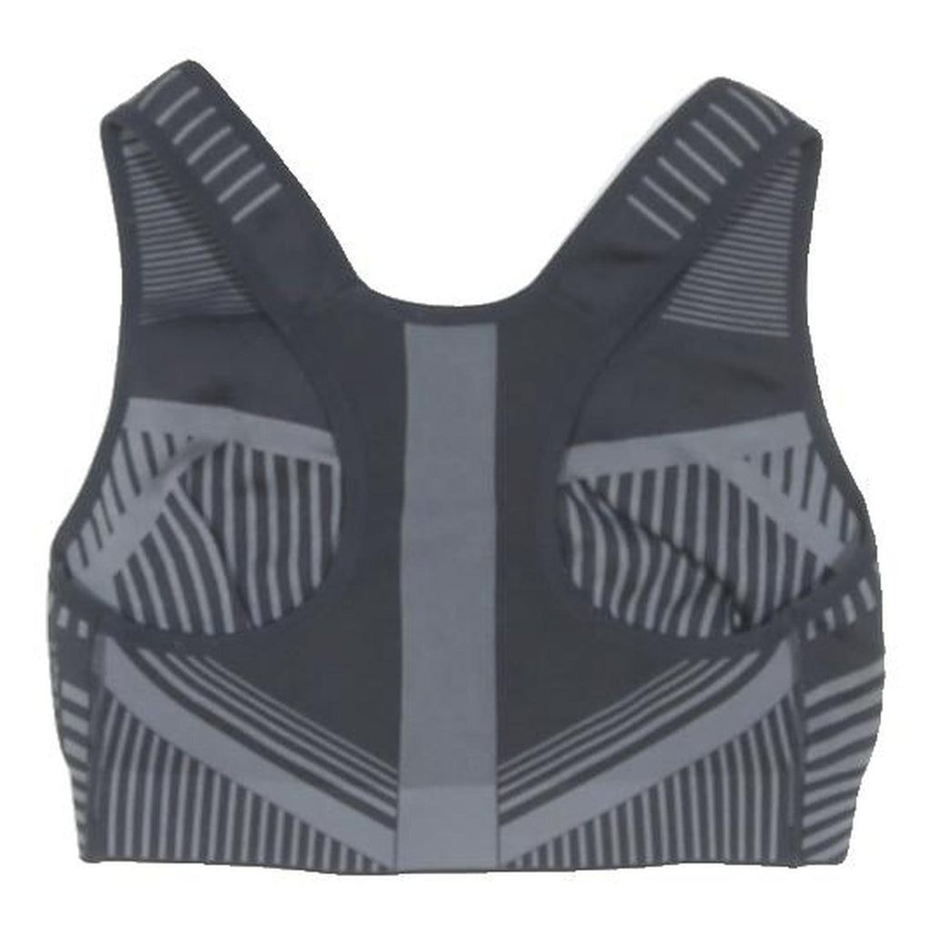 NIKE Womens Black Sports Crop Top Sleeveless Round Neck Striped S Activewear