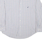 NAUTICA Mens White & Blue Check Shirt L Classic Cotton Blend Lightweight