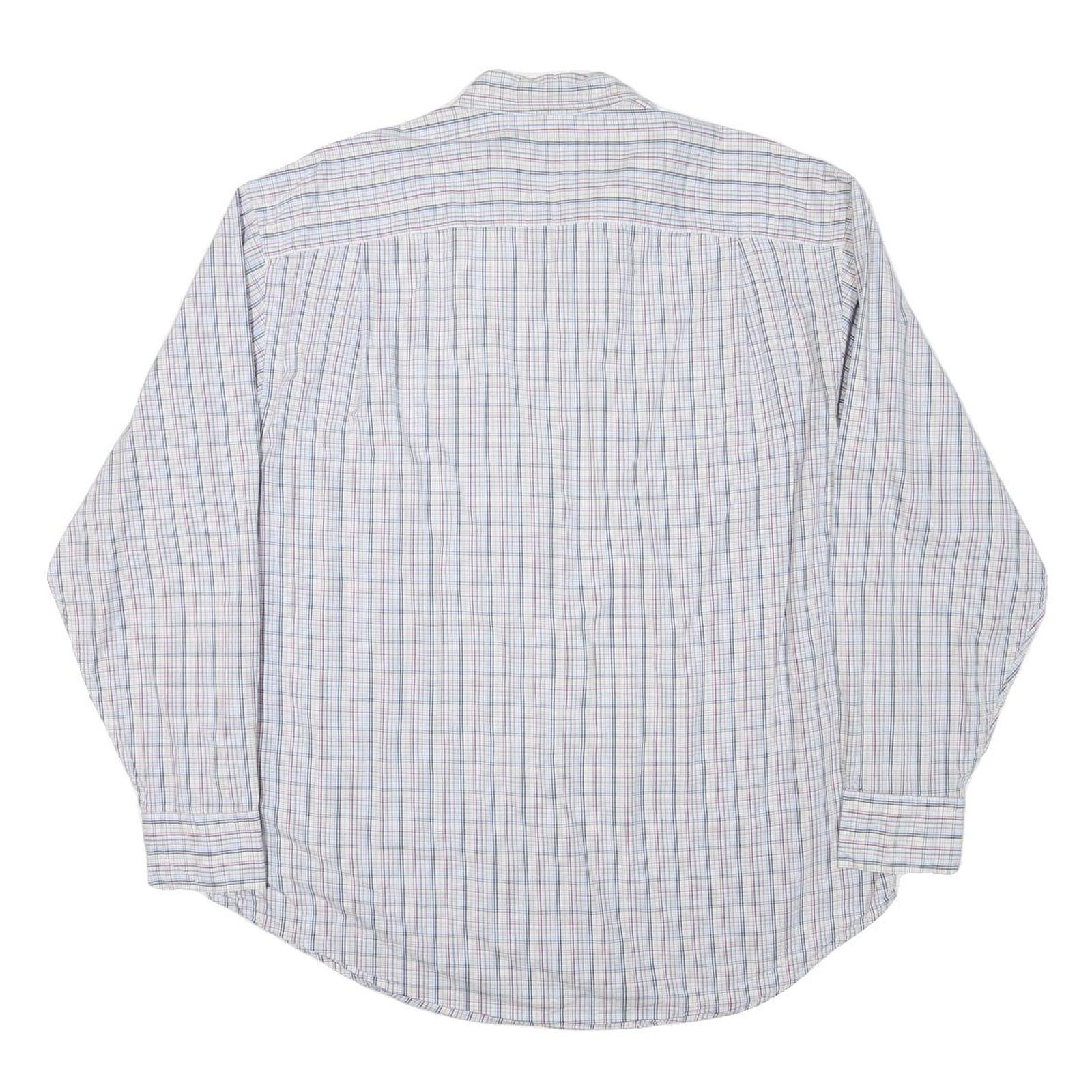 NAUTICA Mens White & Blue Check Shirt L Classic Cotton Blend Lightweight