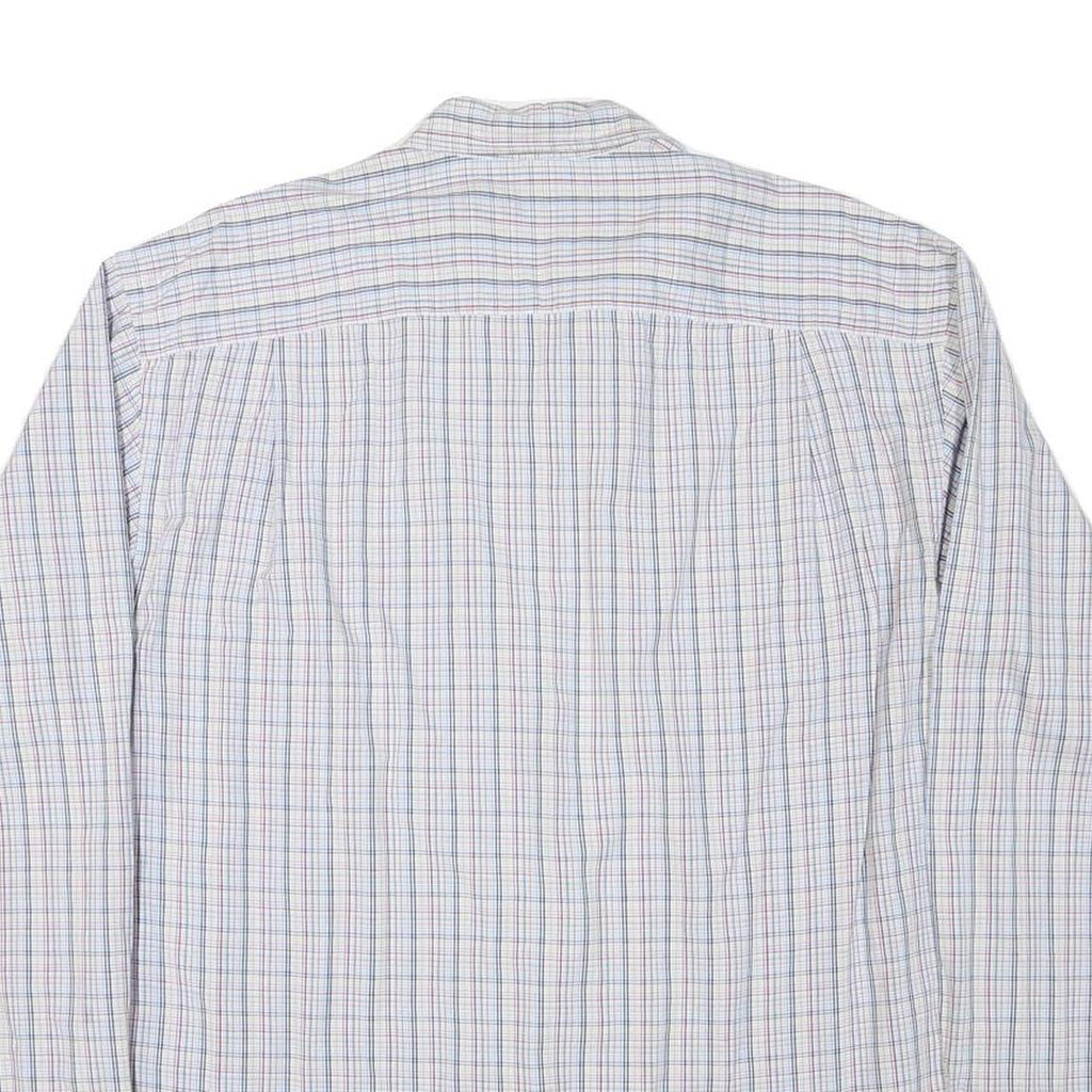NAUTICA Mens White & Blue Check Shirt L Classic Cotton Blend Lightweight