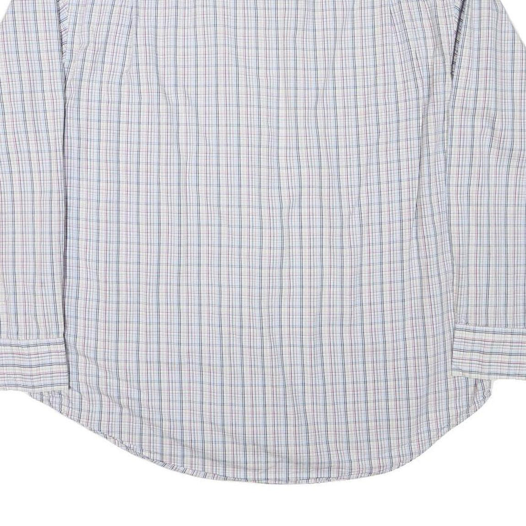 NAUTICA Mens White & Blue Check Shirt L Classic Cotton Blend Lightweight