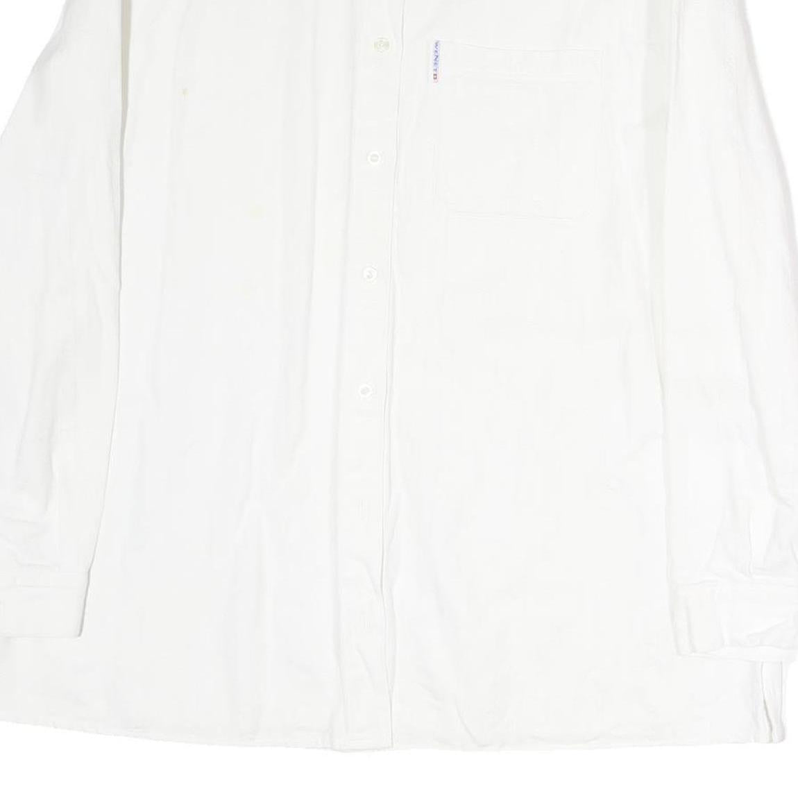 WENET Mens White Cotton Regular Fit Shirt M Casual Long Sleeve Button Closure