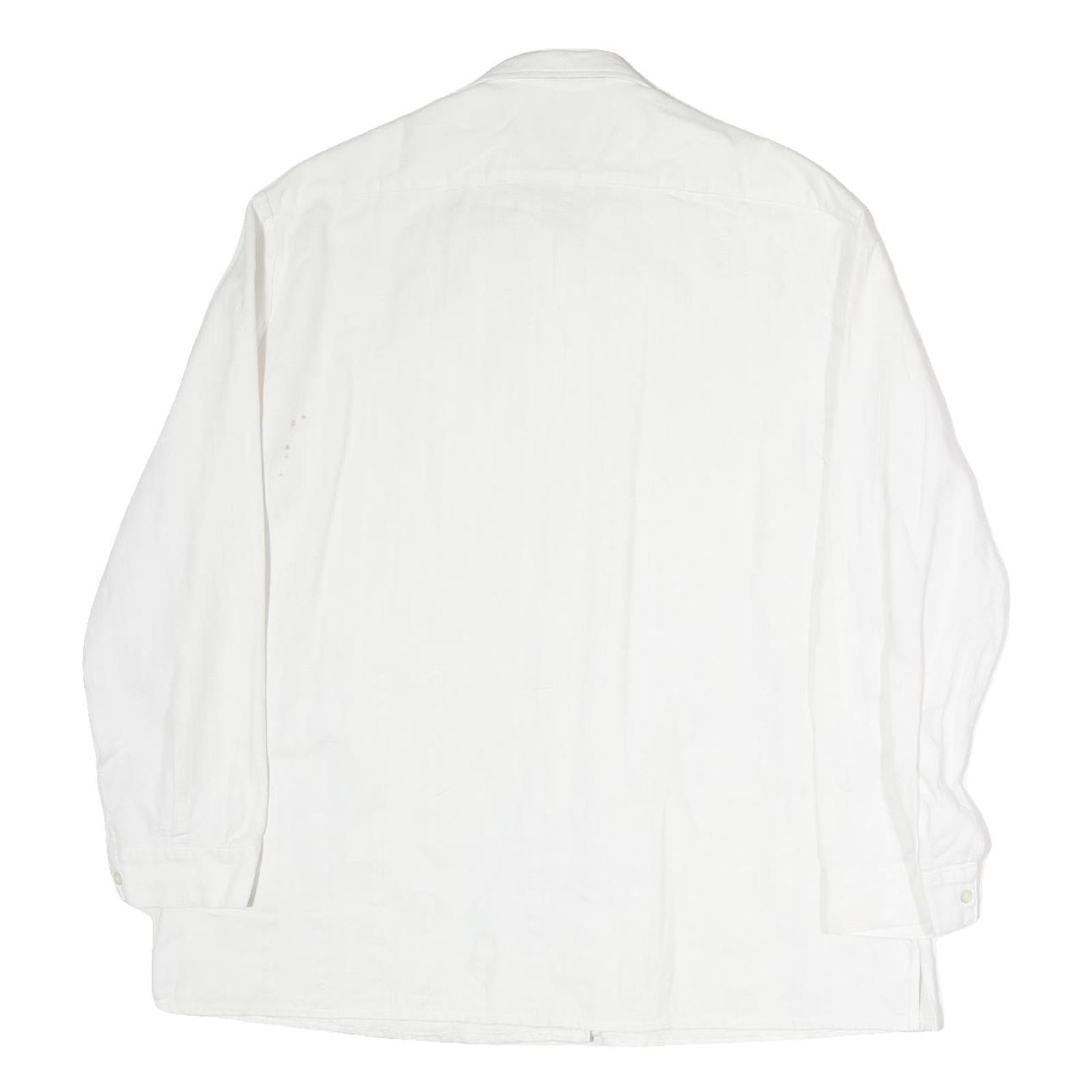 WENET Mens White Cotton Regular Fit Shirt M Casual Long Sleeve Button Closure