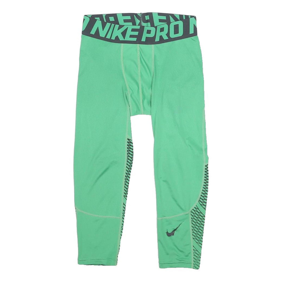 NIKE Womens Leggings Green & Black Slim Tapered S W24 L18 Nike Pro Performance