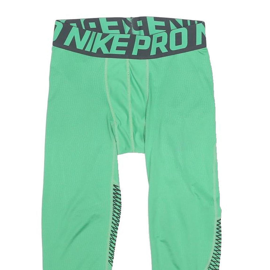 NIKE Womens Leggings Green & Black Slim Tapered S W24 L18 Nike Pro Performance