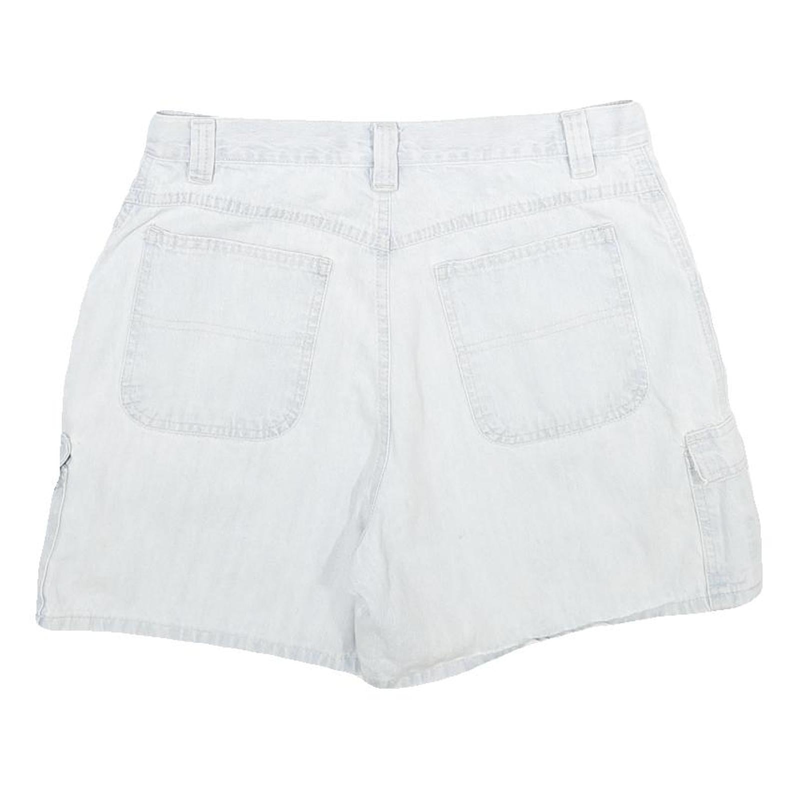 GLORIA VANDERBILT Womens White Denim Cargo Shorts UK 14 W32 Cotton Casual