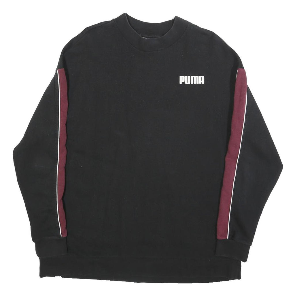 PUMA Womens Black & Maroon Sweatshirt Crew Neck UK 18 Cotton Blend Long Sleeve