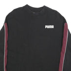PUMA Womens Black & Maroon Sweatshirt Crew Neck UK 18 Cotton Blend Long Sleeve