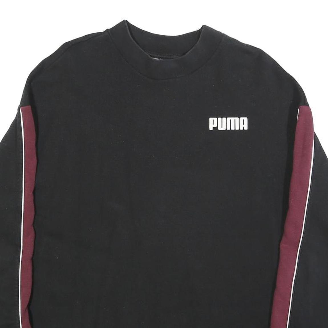 PUMA Womens Black & Maroon Sweatshirt Crew Neck UK 18 Cotton Blend Long Sleeve