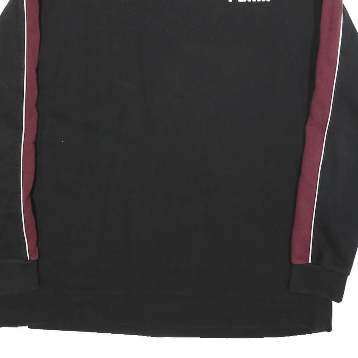 PUMA Womens Black & Maroon Sweatshirt Crew Neck UK 18 Cotton Blend Long Sleeve