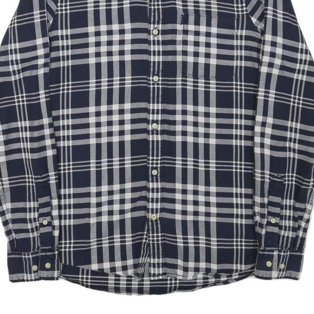 BARBOUR Mens Blue & White Check Shirt XS Classic Cotton Blend Button-Down Casual