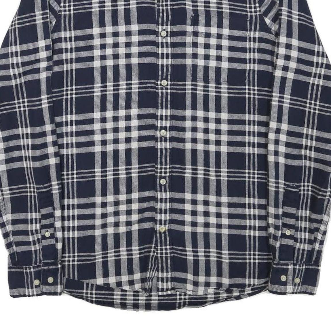 BARBOUR Mens Blue & White Check Shirt XS Classic Cotton Blend Button-Down Casual