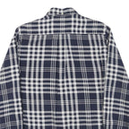 BARBOUR Mens Blue & White Check Shirt XS Classic Cotton Blend Button-Down Casual