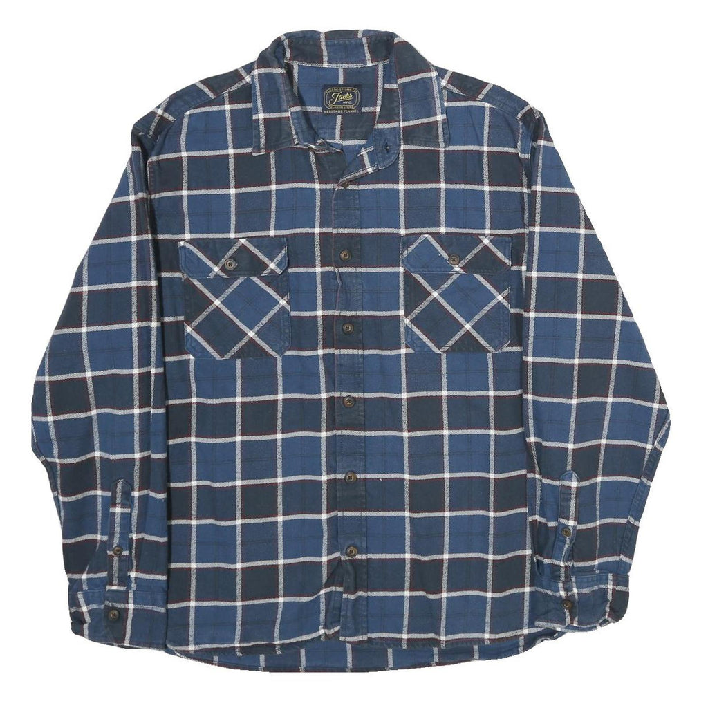 JACHS Mens Blue & White Check Shirt 2XL Classic Cotton Long Sleeve Casual
