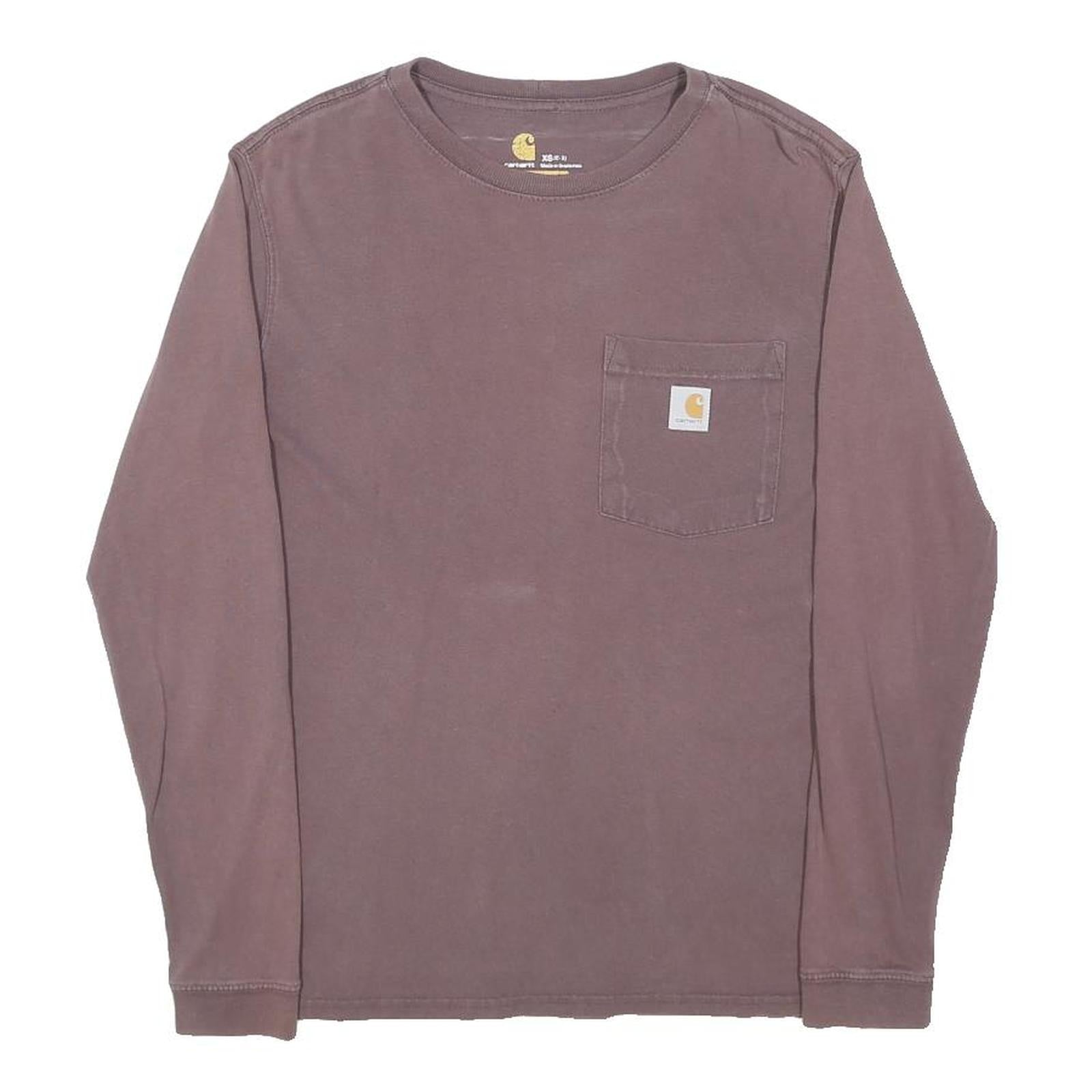 CARHARTT Womens Purple Long Sleeve T-Shirt XS Crew Neck Cotton Pocket