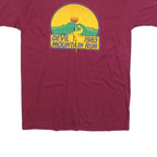 TOUGH TEE Mens Maroon Devil Mountain Run Graphic T-Shirt L Short Sleeve Crew