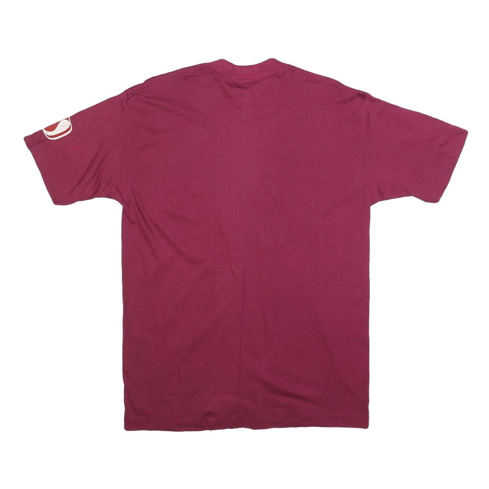 TOUGH TEE Mens Maroon Devil Mountain Run Graphic T-Shirt L Short Sleeve Crew