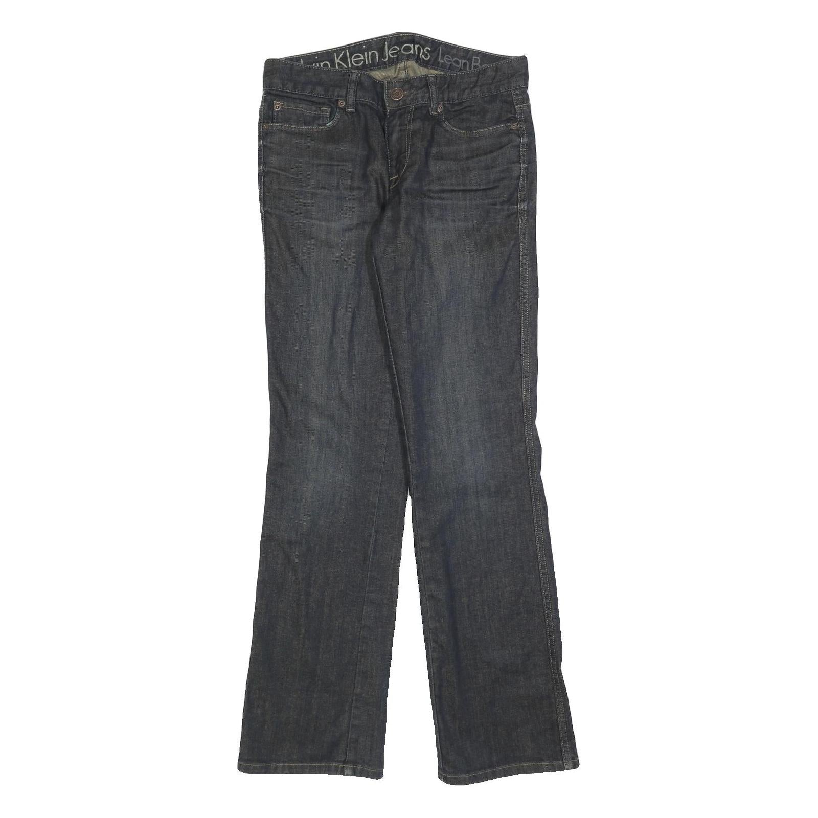 CALVIN KLEIN JEANS Womens Regular Fit Dark Blue Denim Jeans W28 L32 Stylish Zip