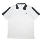 ADIDAS Mens White & Black Short Sleeve Basic Polo Shirt XL Polyester Blend