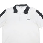ADIDAS Mens White & Black Short Sleeve Basic Polo Shirt XL Polyester Blend