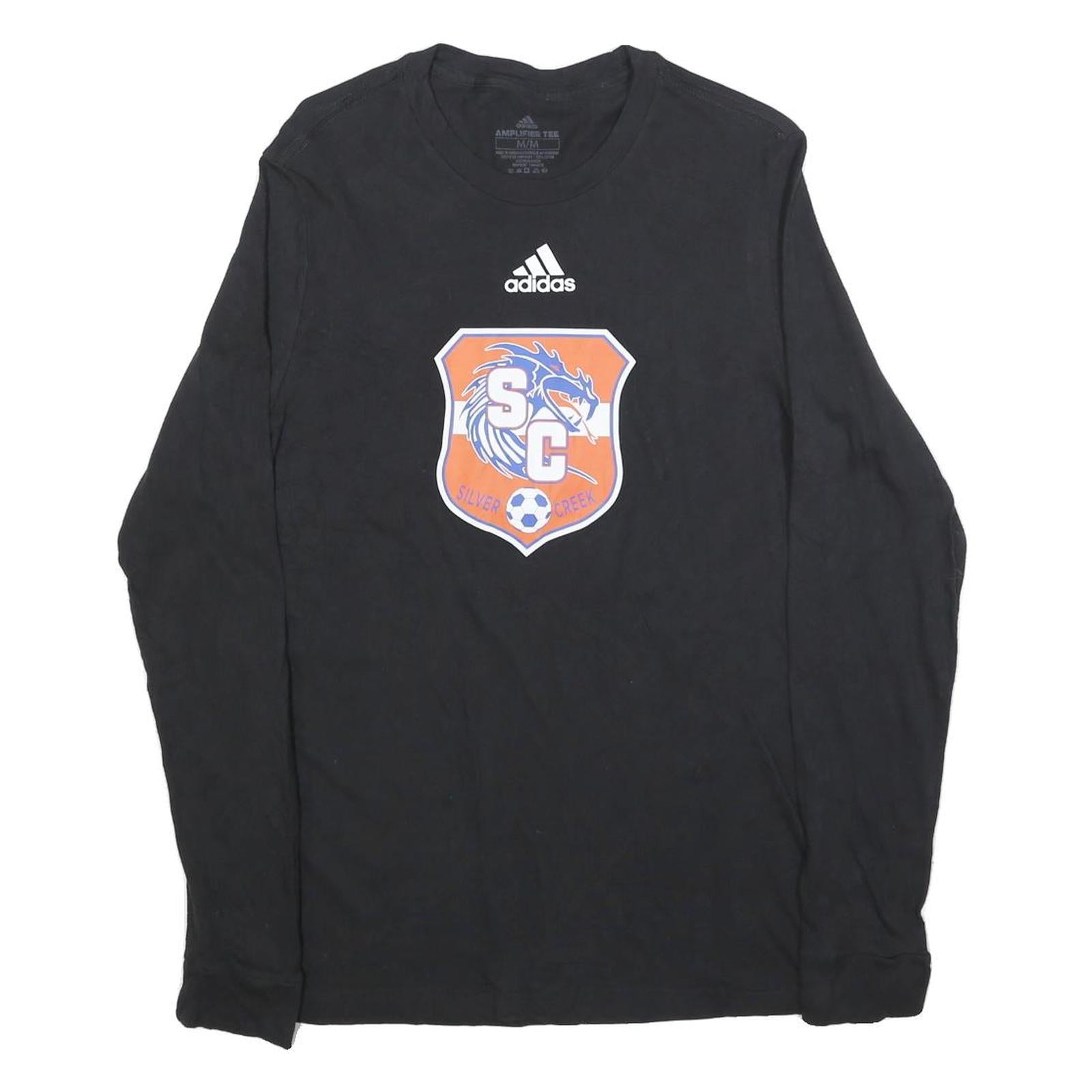 ADIDAS Mens Black Orange Silver Creek Graphic Long Sleeve Crew Neck T-Shirt M