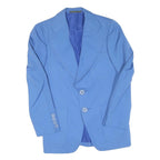 Womens Blue Button Jacket S Cotton Blend Classic Tailored Plain Elegant Style