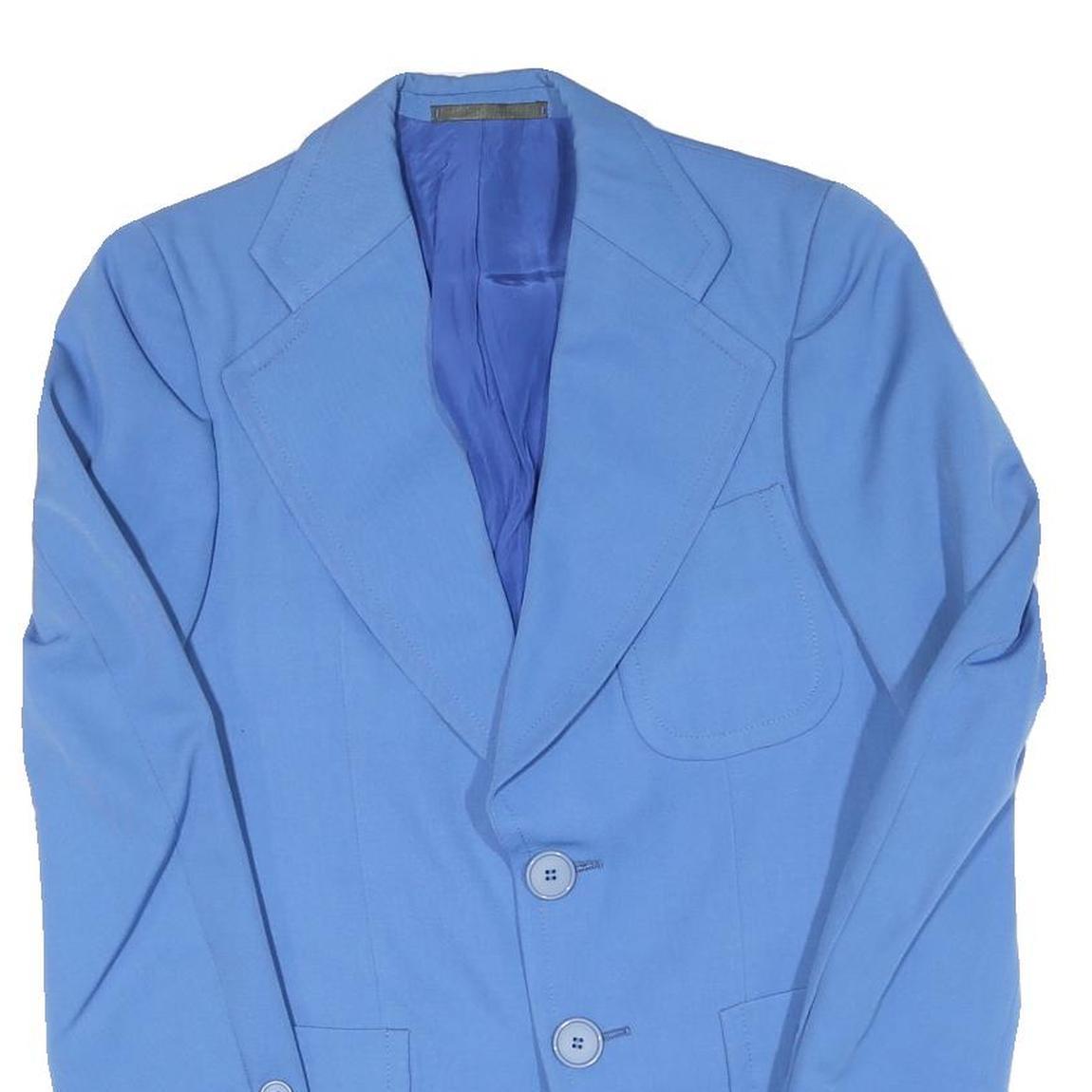 Womens Blue Button Jacket S Cotton Blend Classic Tailored Plain Elegant Style
