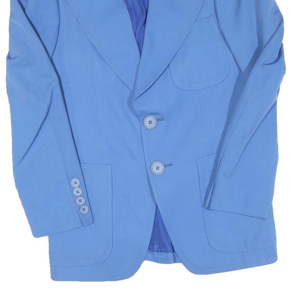 Womens Blue Button Jacket S Cotton Blend Classic Tailored Plain Elegant Style