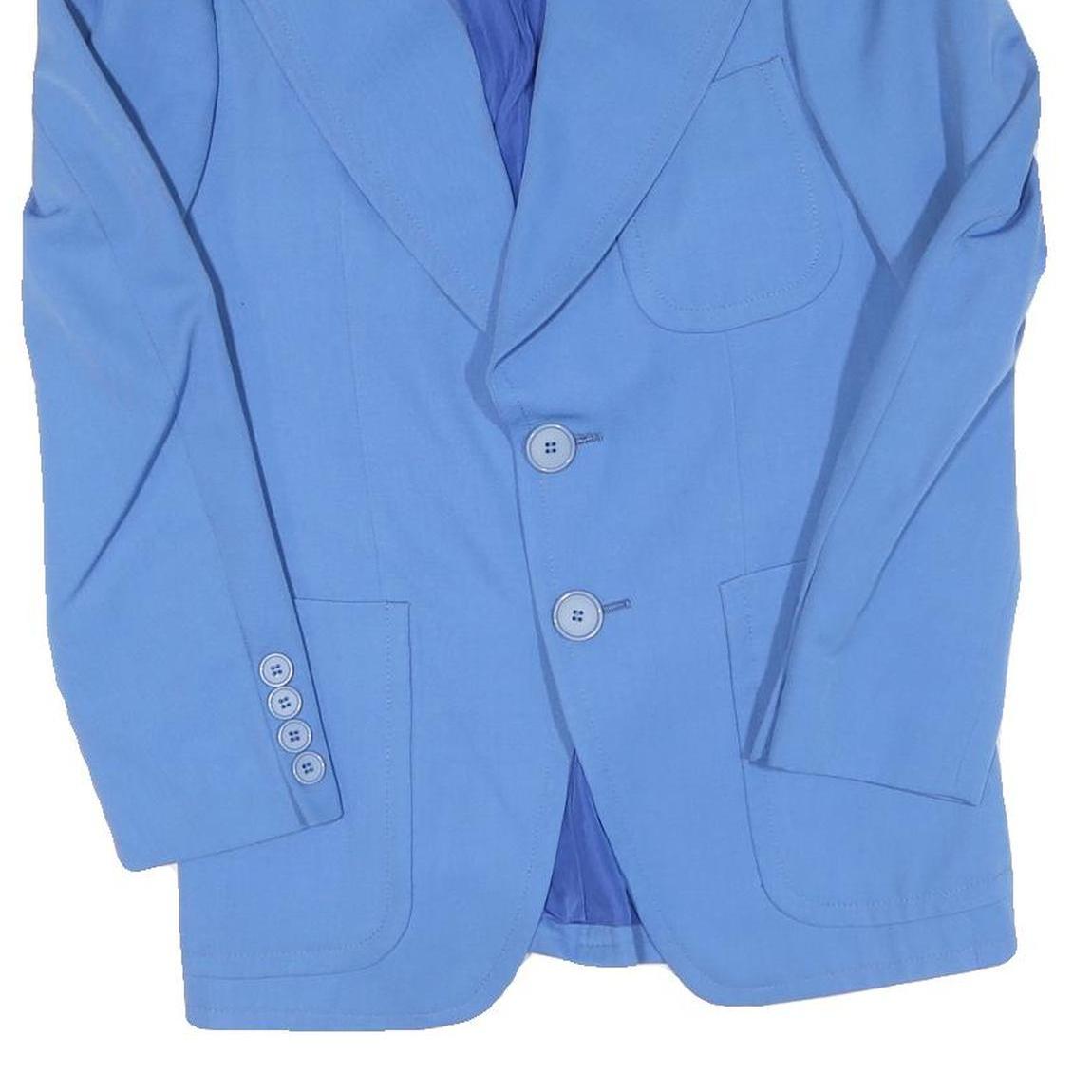 Womens Blue Button Jacket S Cotton Blend Classic Tailored Plain Elegant Style