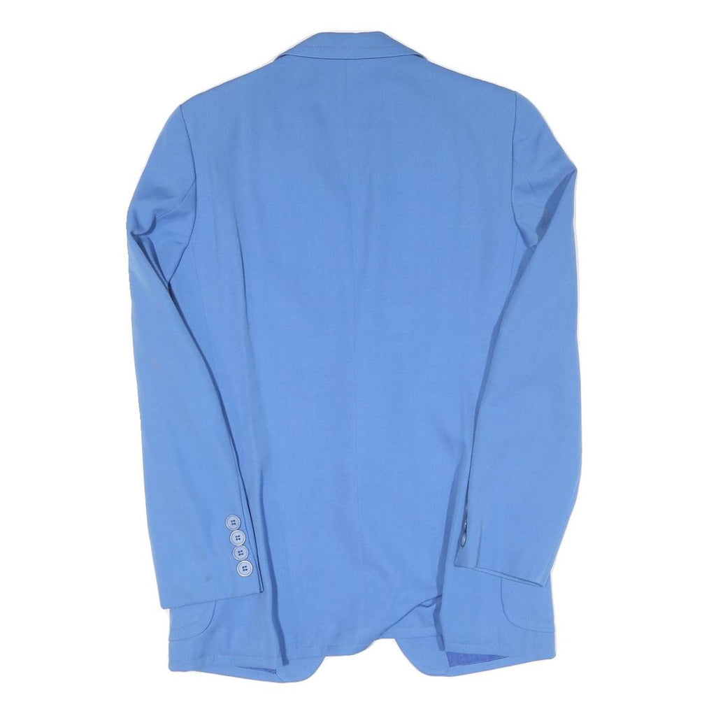 Womens Blue Button Jacket S Cotton Blend Classic Tailored Plain Elegant Style