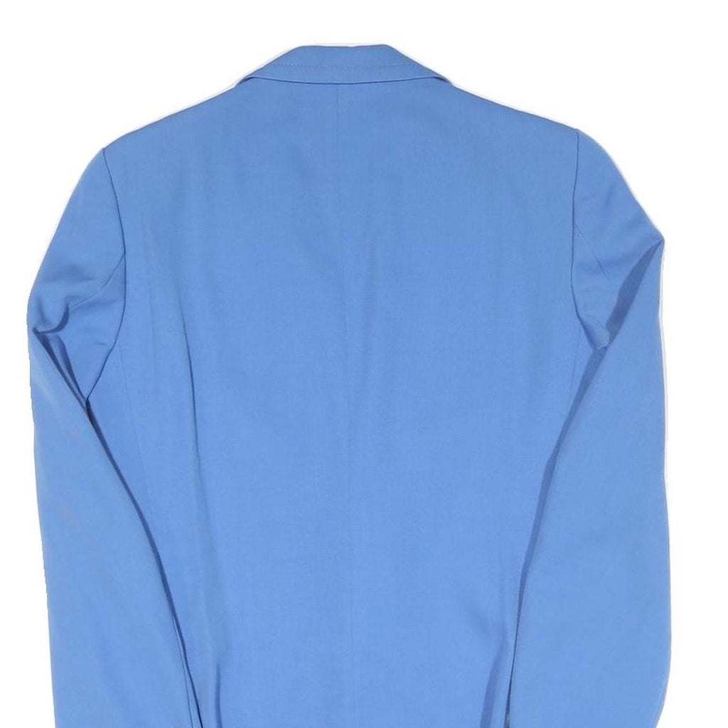 Womens Blue Button Jacket S Cotton Blend Classic Tailored Plain Elegant Style