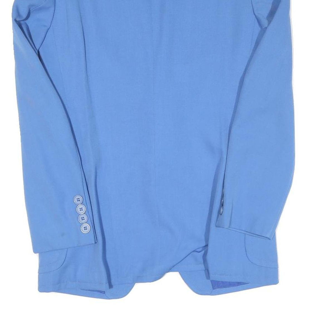 Womens Blue Button Jacket S Cotton Blend Classic Tailored Plain Elegant Style