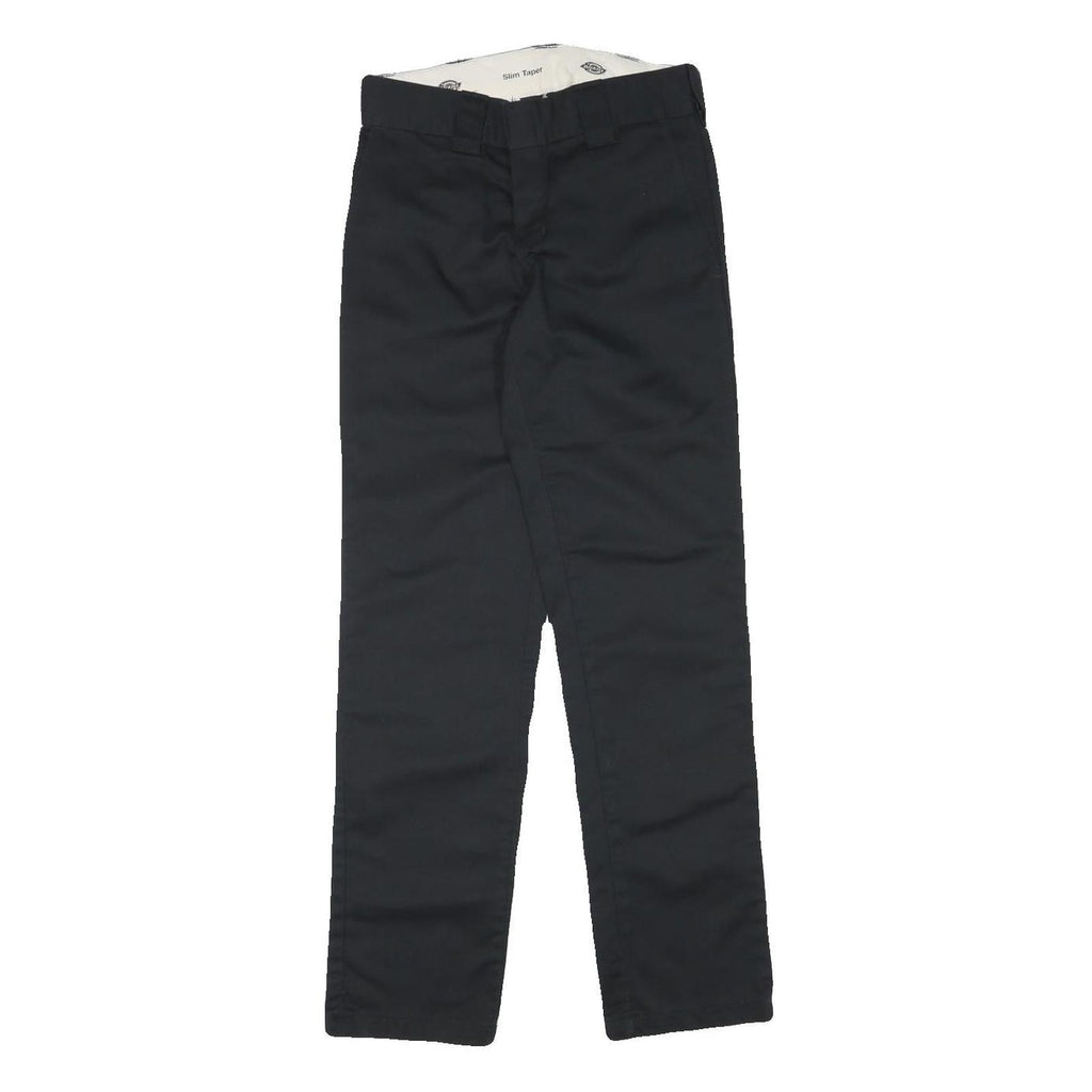 DICKIES Mens Cotton Blend Black Slim Tapered Trousers W27 L30 Workwear Durable