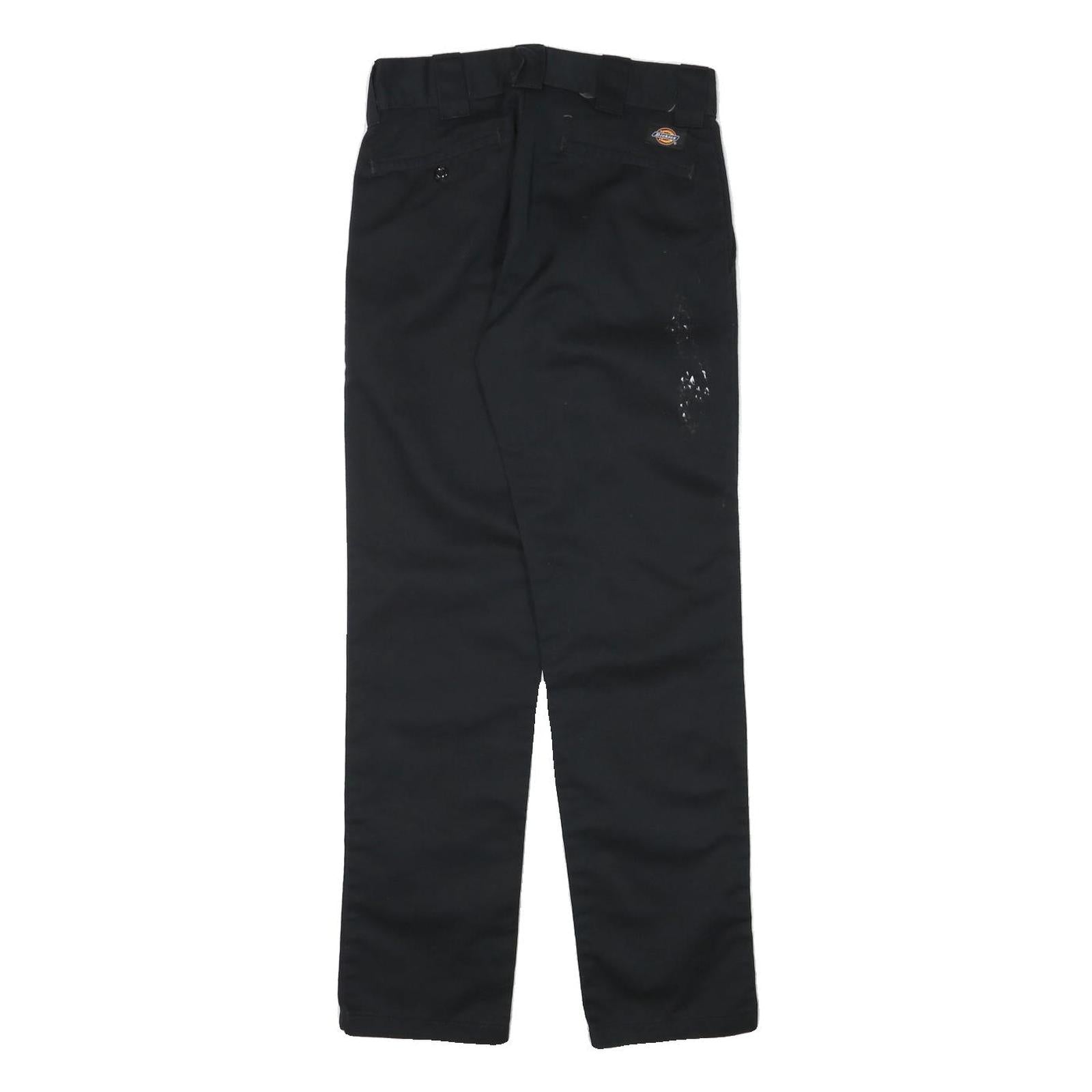 DICKIES Mens Cotton Blend Black Slim Tapered Trousers W27 L30 Workwear Durable