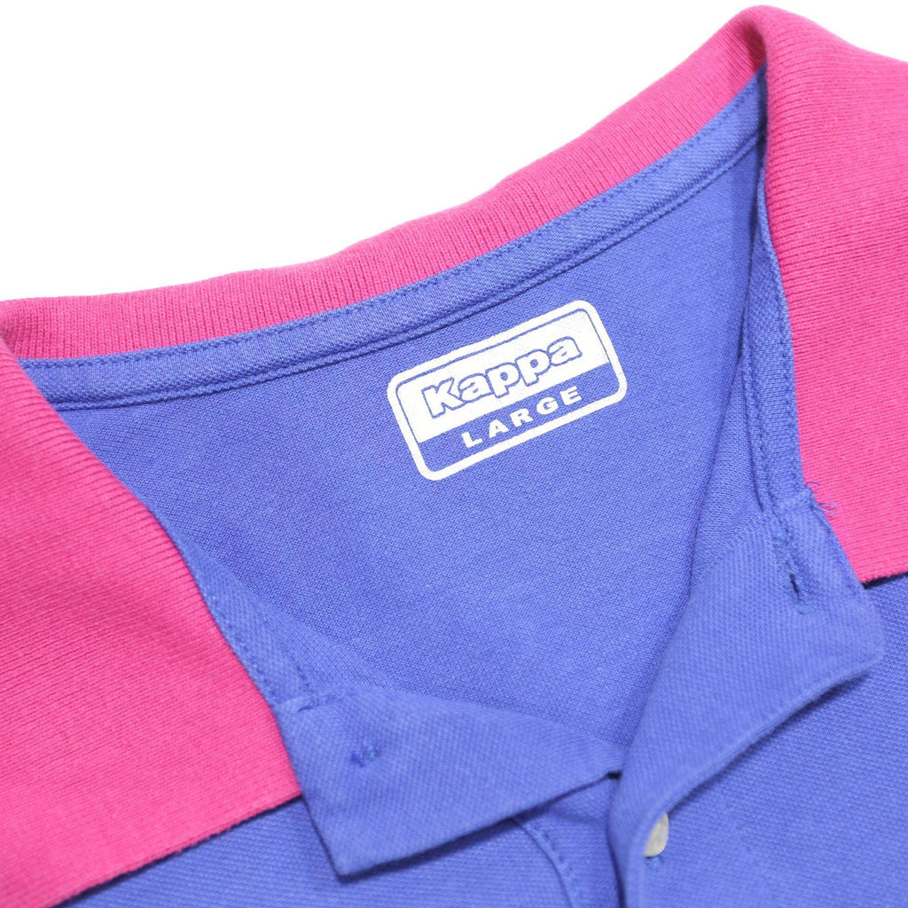 KAPPA Mens Blue & Pink Short Sleeve Plain Polo Shirt L Cotton Casual Summer