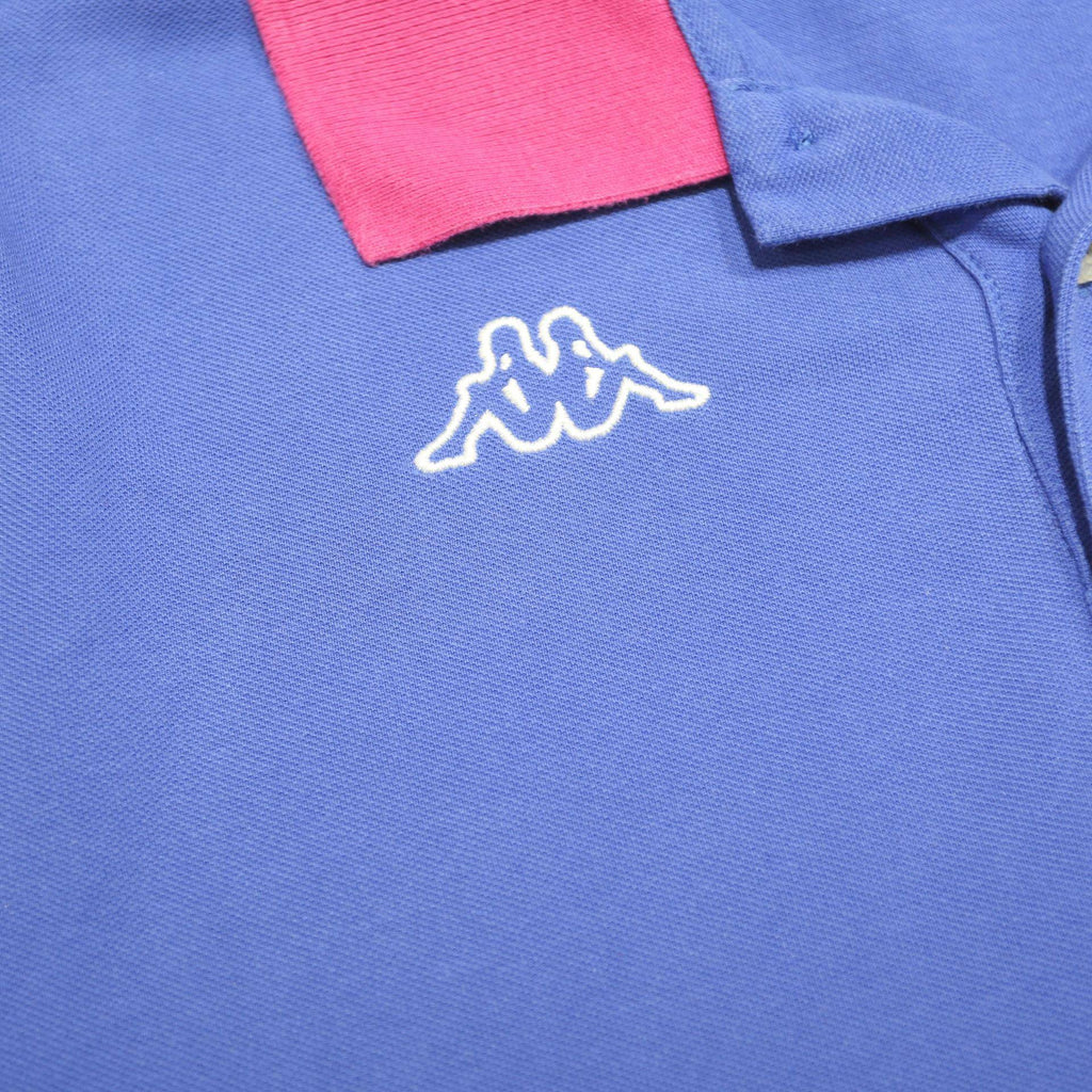 KAPPA Mens Blue & Pink Short Sleeve Plain Polo Shirt L Cotton Casual Summer