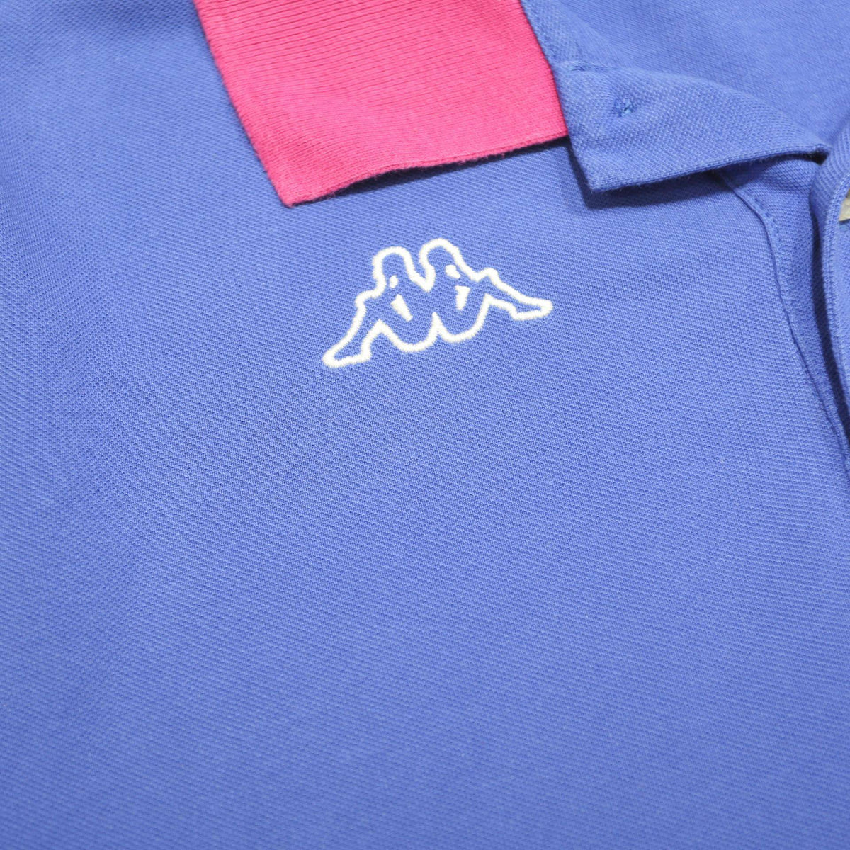 KAPPA Mens Blue & Pink Short Sleeve Plain Polo Shirt L Cotton Casual Summer