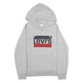 LEVI'S Mens Grey Hoodie S Cotton Pullover Casual Logo Print Drawstring