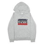 LEVI'S Mens Grey Hoodie S Cotton Pullover Casual Logo Print Drawstring
