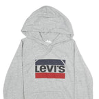 LEVI'S Mens Grey Hoodie S Cotton Pullover Casual Logo Print Drawstring