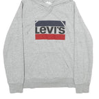 LEVI'S Mens Grey Hoodie S Cotton Pullover Casual Logo Print Drawstring