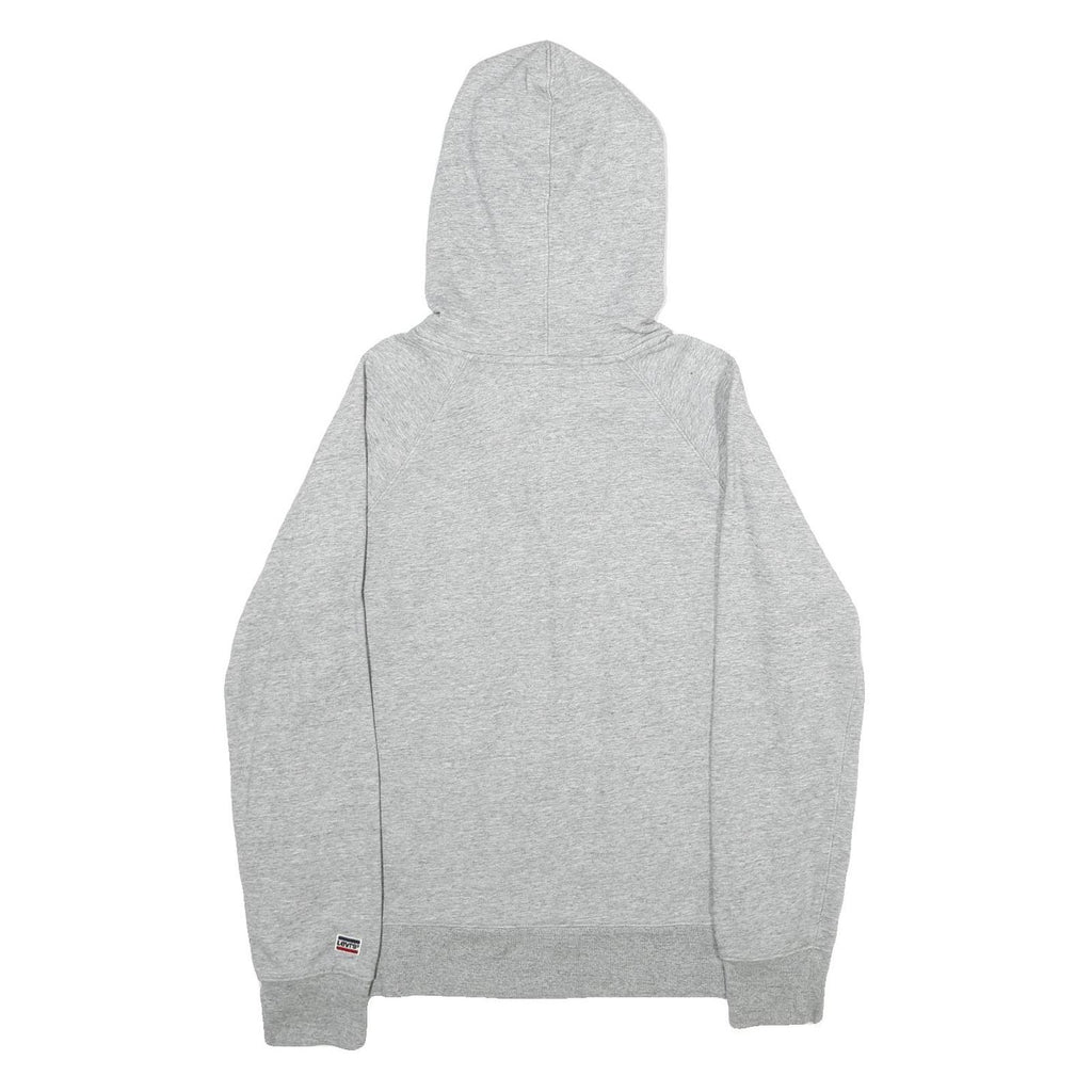 LEVI'S Mens Grey Hoodie S Cotton Pullover Casual Logo Print Drawstring