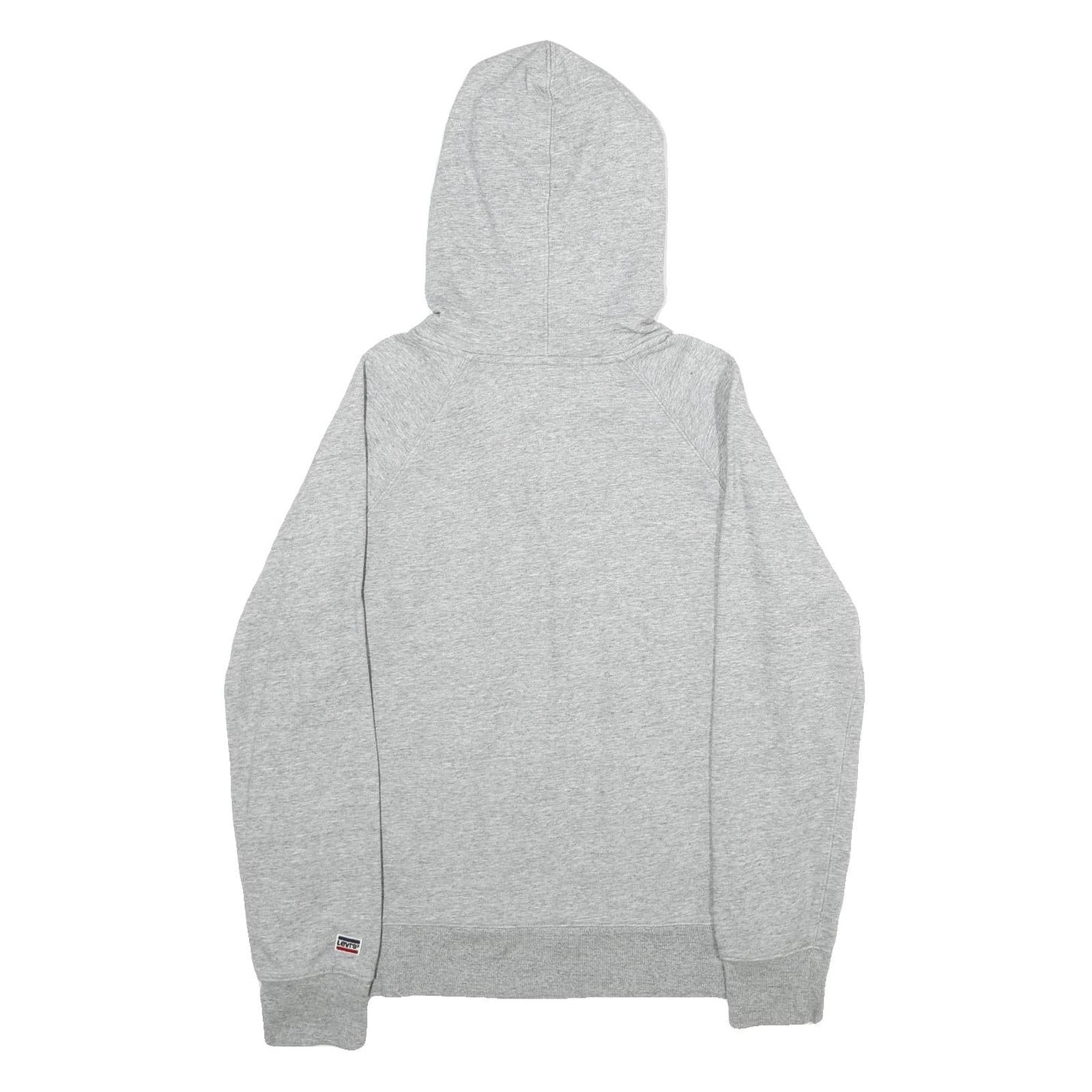 LEVI'S Mens Grey Hoodie S Cotton Pullover Casual Logo Print Drawstring