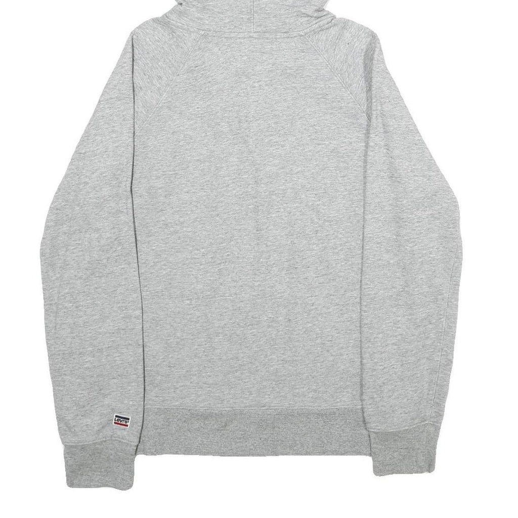 LEVI'S Mens Grey Hoodie S Cotton Pullover Casual Logo Print Drawstring