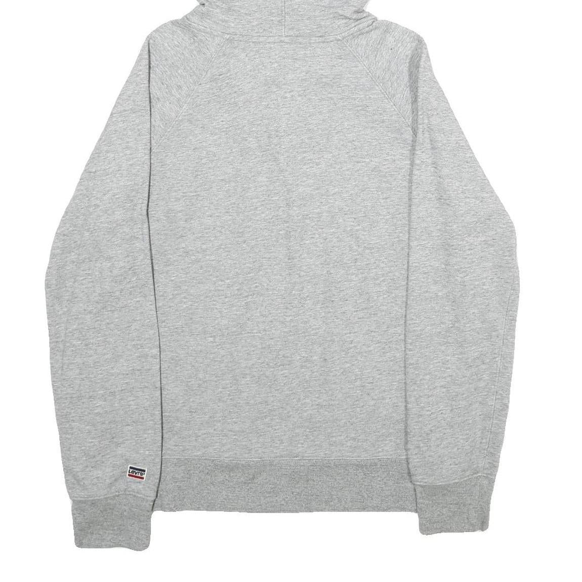 LEVI'S Mens Grey Hoodie S Cotton Pullover Casual Logo Print Drawstring