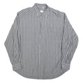 UGPPI Mens Grey & White Striped Shirt L Button Down Collar Long Sleeve Casual