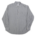 UGPPI Mens Grey & White Striped Shirt L Button Down Collar Long Sleeve Casual