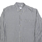UGPPI Mens Grey & White Striped Shirt L Button Down Collar Long Sleeve Casual